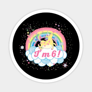 6Th Birthday Cute Girls Rainbow Unicorn Party Magnet